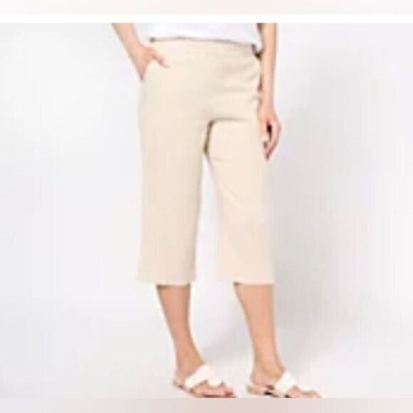 NWT Denim & Co Naturals Plus Size Ivory/Cream Linen Blend Skimmer Capri Size 4XL - Picture 1 of 7